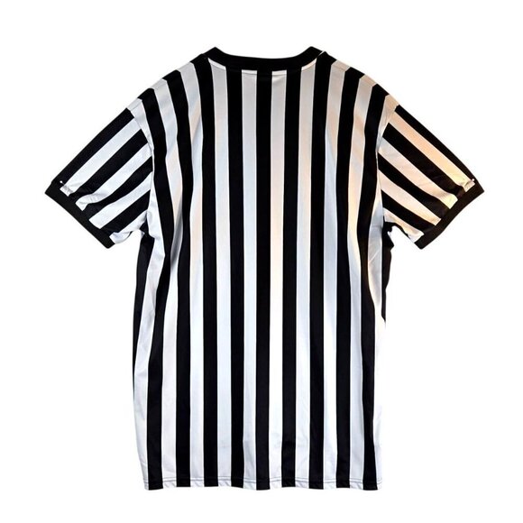 FitsTF Mens Referee Jersey Shirt V-Neck Size L Black White Stipe Sports Umpire - Picture 5 of 10